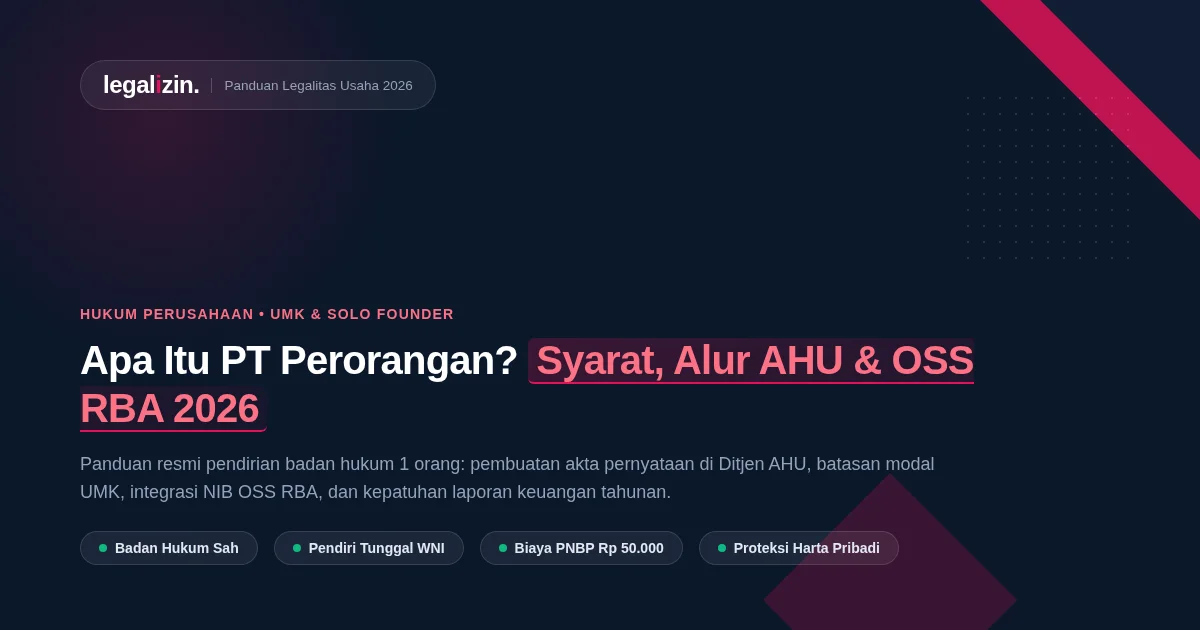 Apa Itu PT Perorangan? Panduan Syarat, Prosedur AHU & OSS RBA 2026