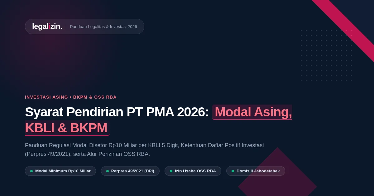 Syarat Pendirian PT PMA 2026: Ketentuan Modal Asing, KBLI Terbuka, dan Izin BKPM